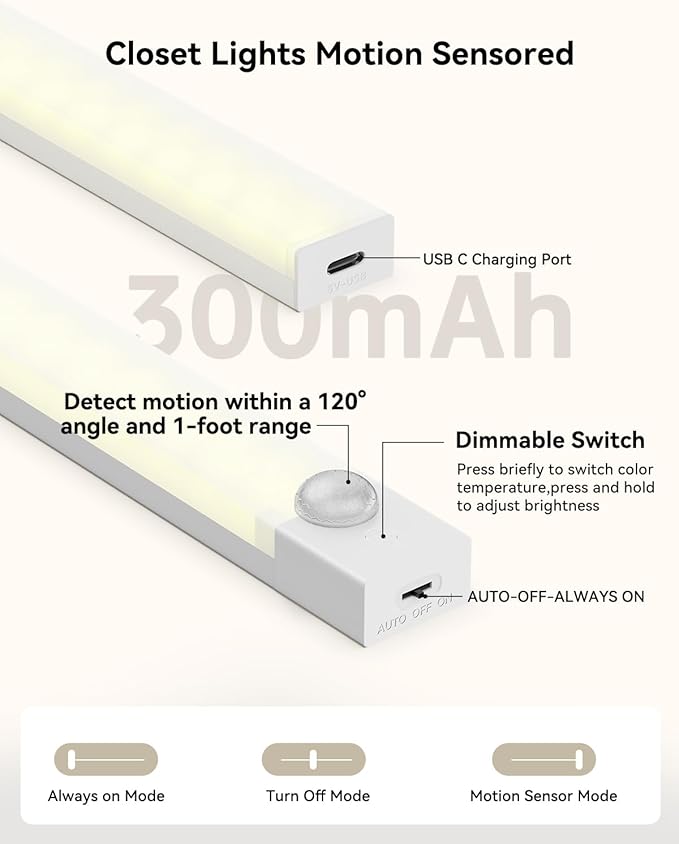 Under Cabinet Lighting 4 Inches Rechargeable Motion Sensor Light Indoor - Image 9