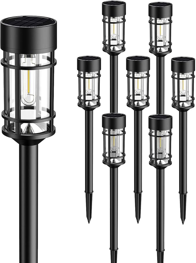 ILANCK Solar Lights Outdoor Waterproof, 8 Pack 21" Solar Pathway Lights - Image 4