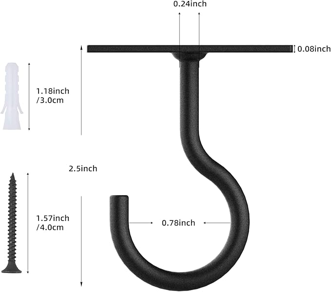 2Pcs 2.5in Ceiling Hooks for Hanging Plants Black - Image 6