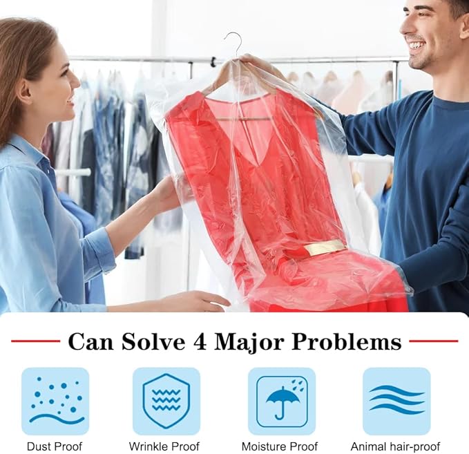 BEISHIDA 25PCS 72 Inch Plastic Garment Bag-Plastic Clear Dry Cleaner Laundry - Image 3