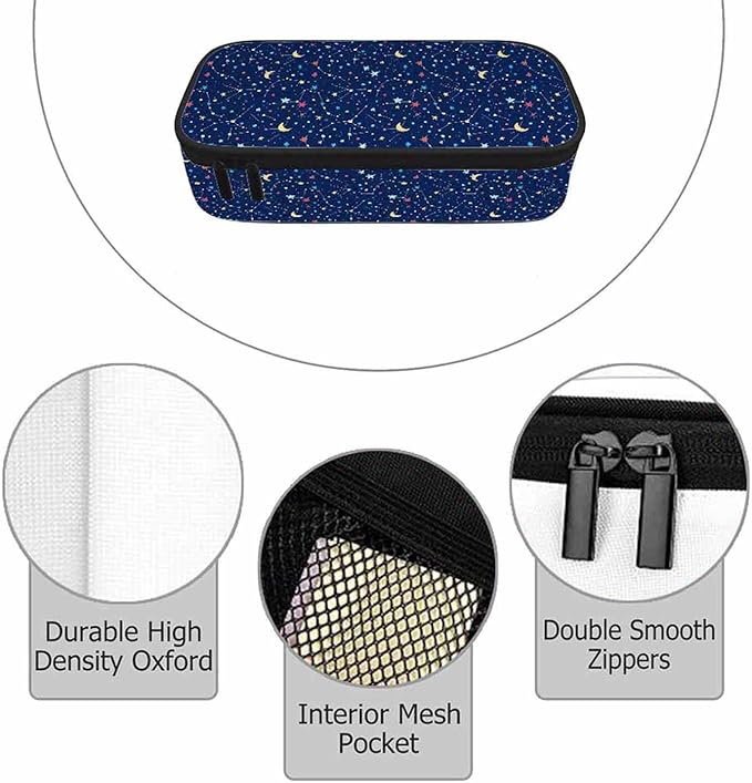 Galaxy Pencil Case Organizer Constellation Space Bright Stars Purple Stationery - Image 3