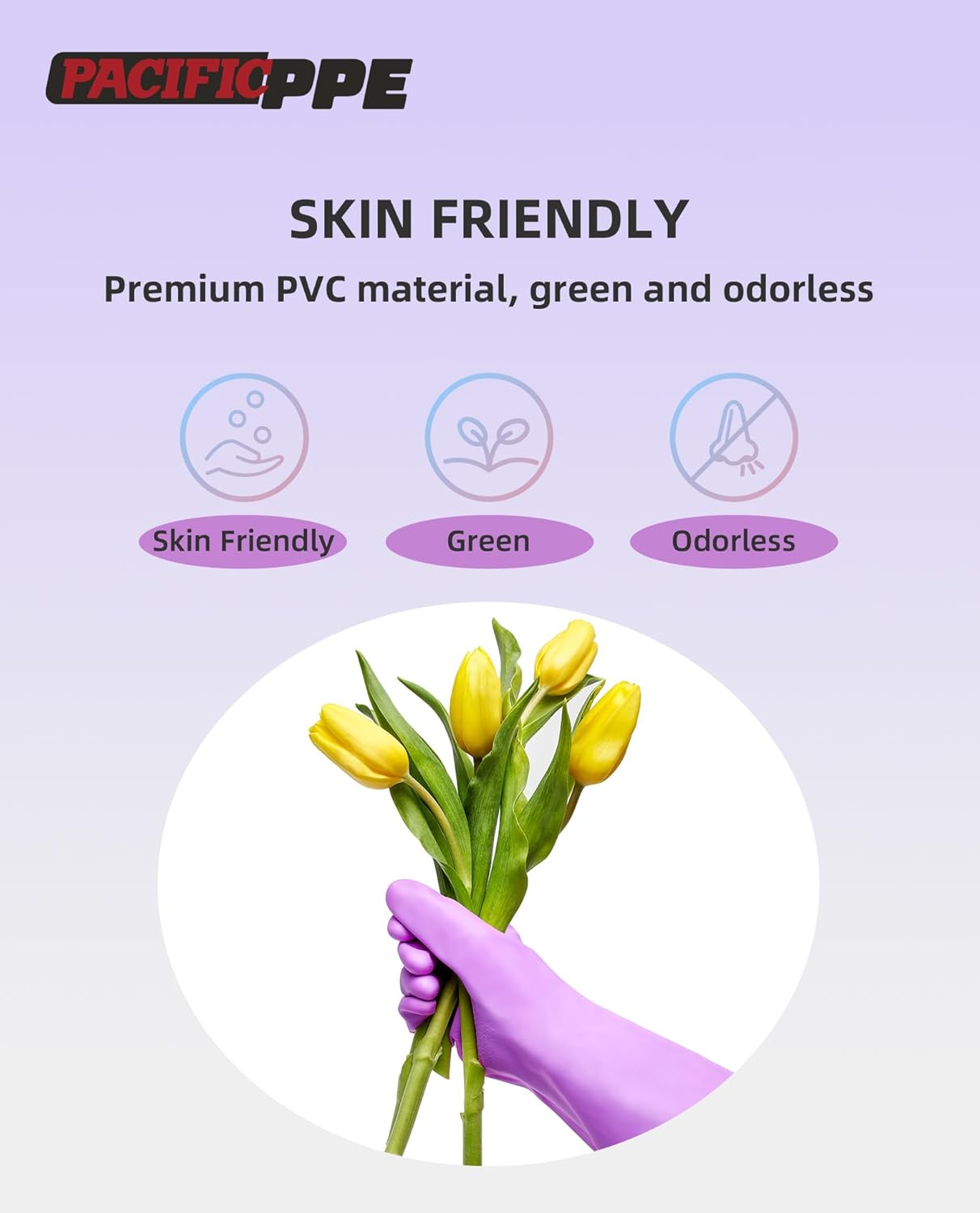 PACIFIC PPE 4 Pairs Reusable Dishwashing Cleaning Gloves with Latex Free, Cotton Lining, Kitchen Gloves, Purple, Small