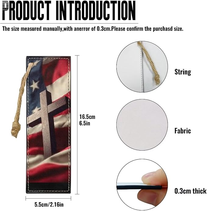 Small Bible Cover Case for Women Men American Flag and Cross PU Leather Bible - Image 6