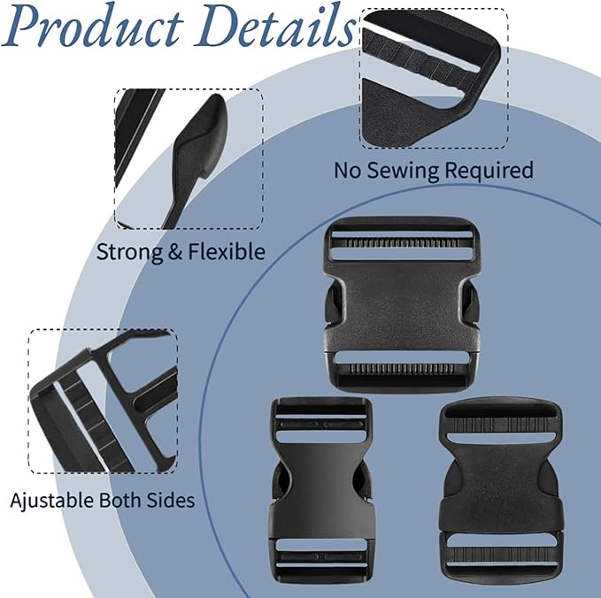 4 Pack 1.5 Inch Buckle Quick Side Release, Heavy Duty Plastic Side Release - Image 3