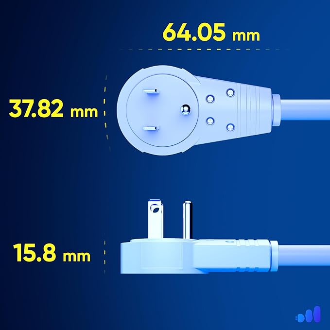 Maximm Extension Cord 30 Foot White Flat Plug, 360° Rotating Short Power Cord - Image 4