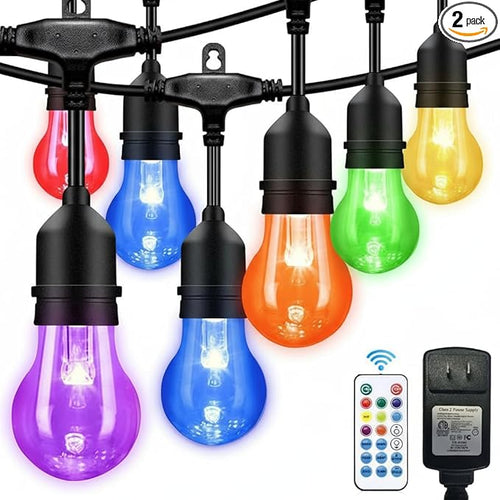 96FT Solar Outdoor String Lights, 30 Shatterproof Edison Bulbs, Dimmable Color by IPStank