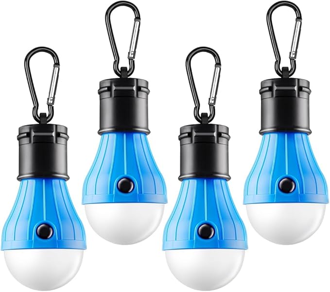 FLY2SKY Tent Lamp Portable LED Tent Lights Blue 4 Packs Hook Hurricane by FLY2SKY
