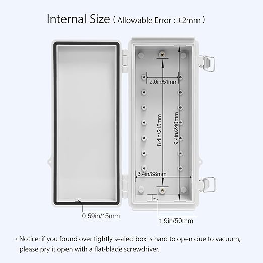 LeMotech Electrical Box, IP67 Waterproof Hinged Cover Stainless Steel Latch - Image 5