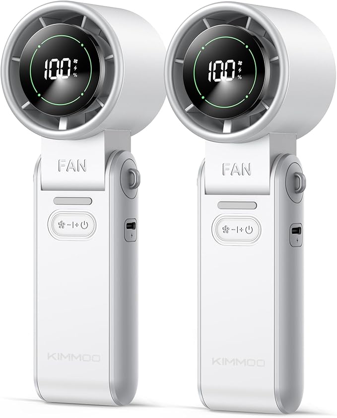 KIMMOO 2 Pack White Portable Handheld Turbo Fan-100 Speeds, Powerful 20000 RPM by KIMMOO