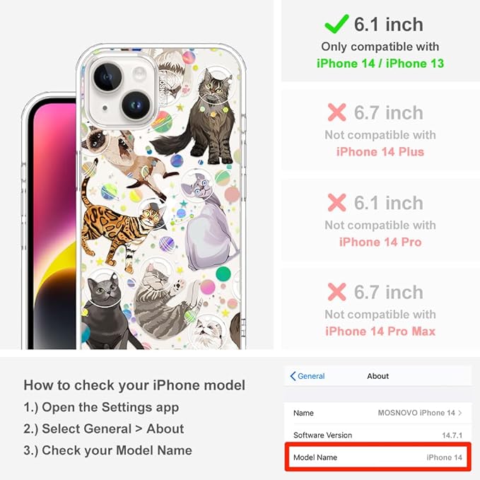 MOSNOVO for iPhone 13/14 Case | Military Grade 6.6ft Drop Tested | Clear - Image 2