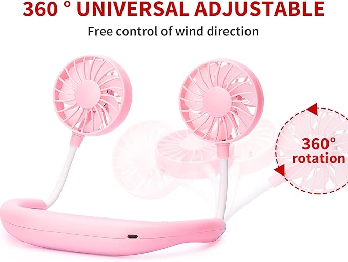 Portable Neck Fan Rechargeable Personal Hand-Free Fan Mini USB Wearable - Image 9