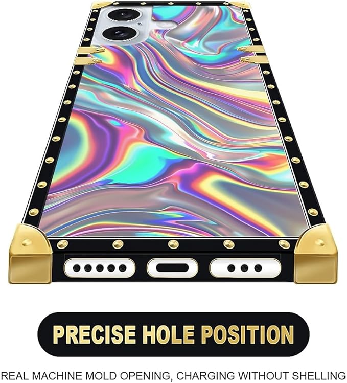 Compatible with iPhone 16 Plus Case, Holographic Abstract Iridescent Textures - Image 4
