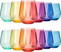 European Style Plastic Crystal Unbreakable Stemless Wine Glasses | Set of 12 | by TheWineSavant