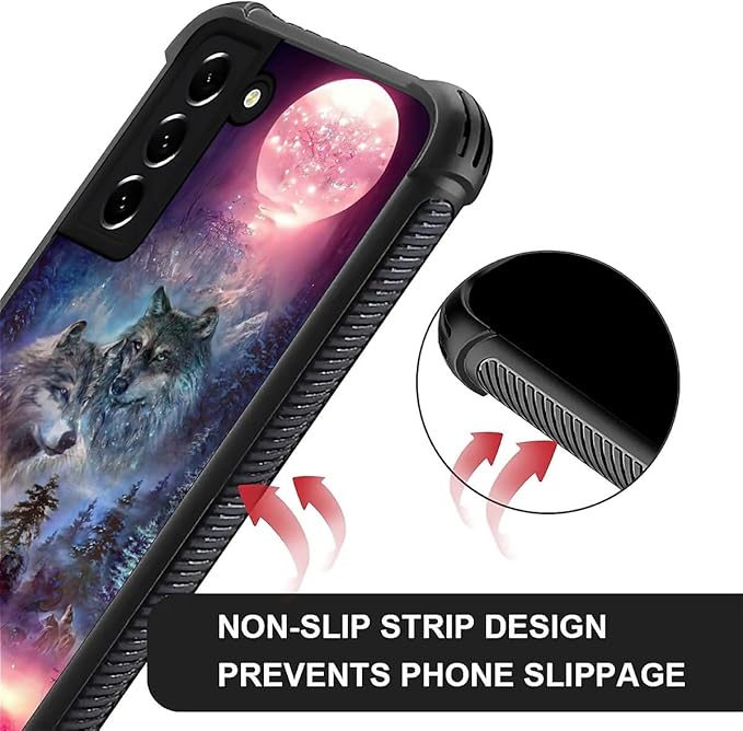 for Samsung Galaxy S22 Plus Case, Star Two Wolfs Howling Pattern Graphic Design - Image 2