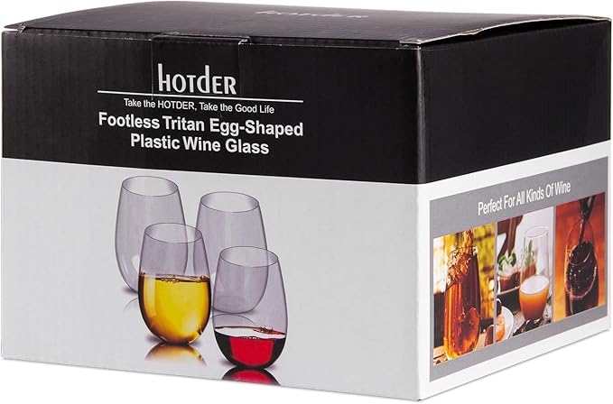 hotder Wine Glasses glasses drinking set 16 OZ Tritan, Stemless Wine Glasses - Image 7