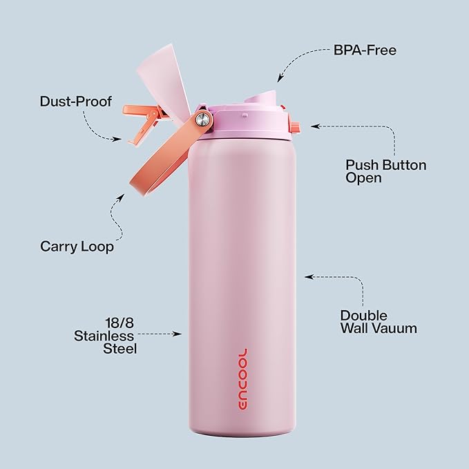 Insulated Water Bottle with Straw - Image 4