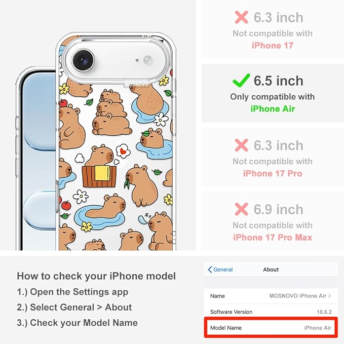 MOSNOVO for iPhone Air Case, Shockproof Military-Grade Protection 6.6ft Drop - Image 2