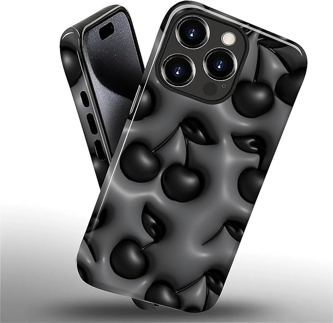 for iPhone 11 Pro Max Case, HL2 Cute Cool Cherry Black Hybrid 2 Layer Hard - Image 2