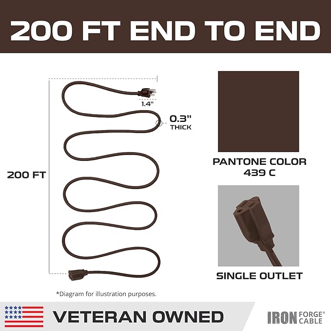 Iron Forge Cable Outdoor Brown Extension Cord 200 ft - Image 8
