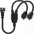 Elecan 3-Prong Y Splitter Power Extension Cord 1 FT, 90-Degree Angled Flat Plug by Elecan