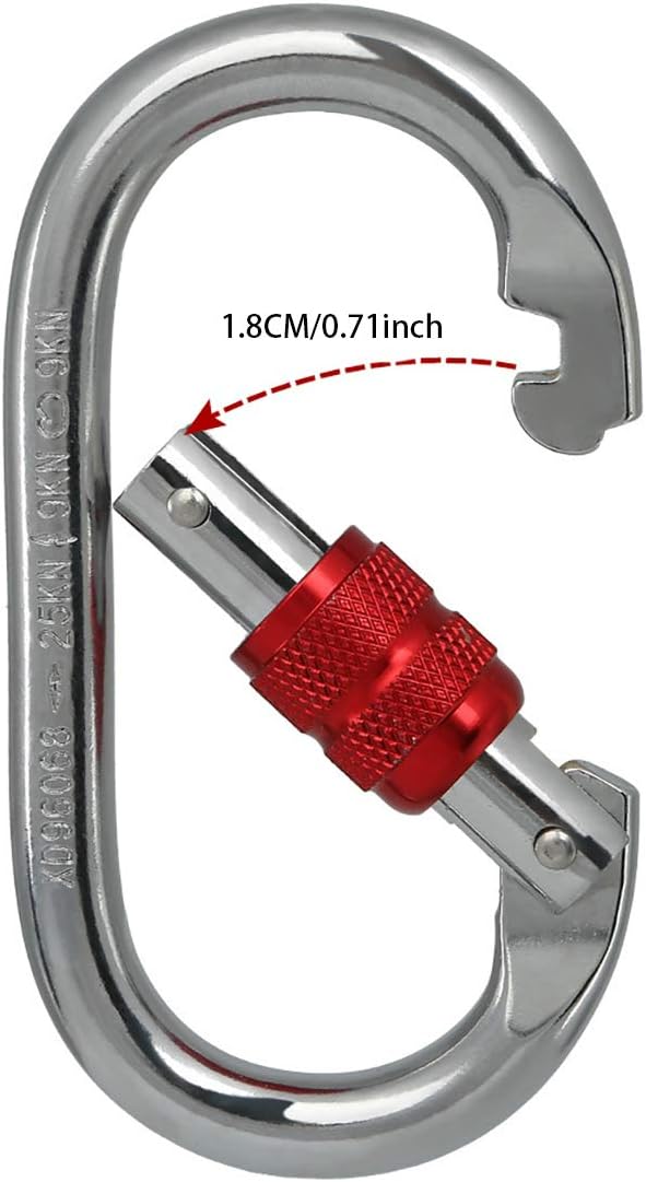 Heavy Duty Locking Climbing Carabiner Clip CE Rated 25 kN 5600 LB Rugged - Image 3