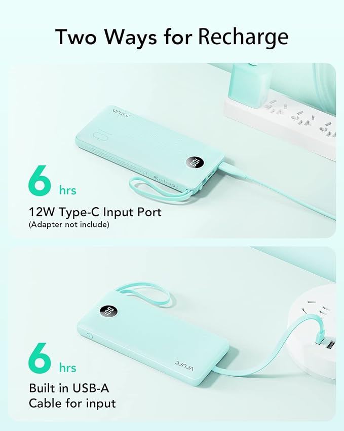 VRURC Portable Charger for iPhone, Compact Travel Power Bank 10000mAh, USB C - Image 6