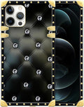 Compatible with iPhone 12/12 Pro Case, Shiny Black Sofa Crystal Luxury Golden by Unknown