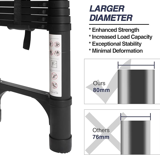 BOCOM 14.5 FT Aluminum Telescoping Ladder, Lightweight Multi-Purpose - Image 2