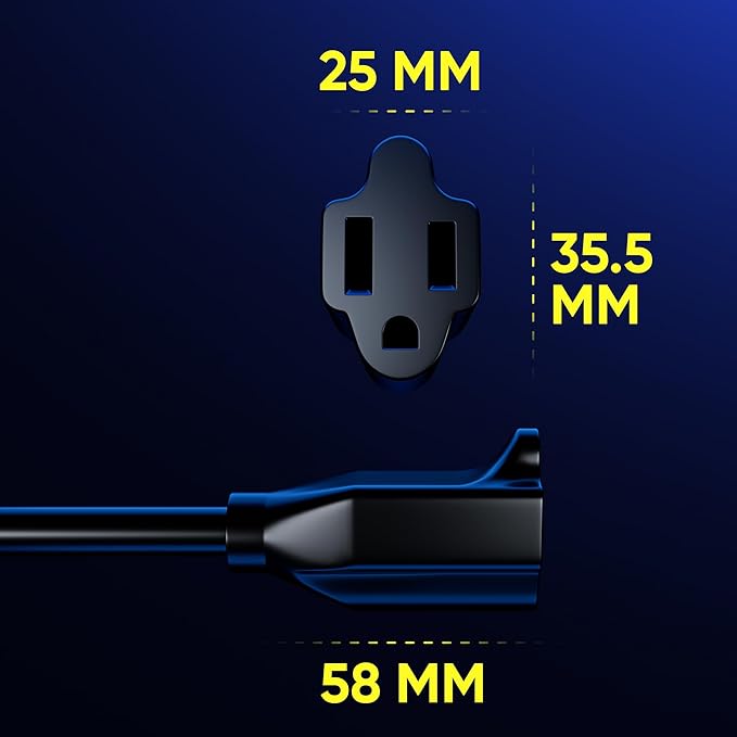 Maximm Cable 4 Feet 360° Rotating Flat Plug Extension Cord/Wire, 3 Prong - Image 3