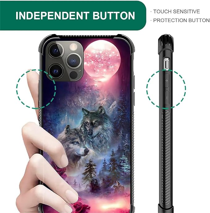 for iPhone 11 Pro Case, Star Two Wolfs Howling Pattern Graphic Design Girl Boy - Image 5