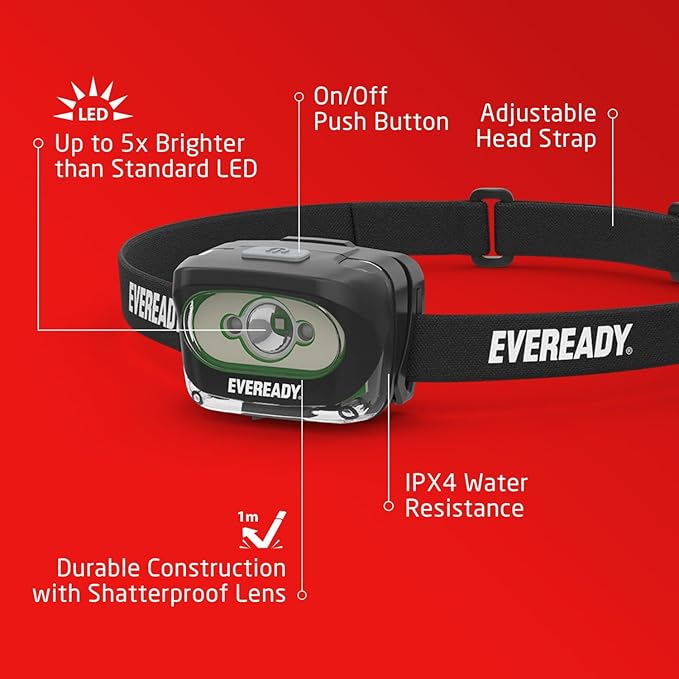Rechargeable LED Headlamps by Eveready, IPX4 Water Resistant Head Lights - Image 5