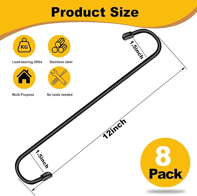 Dpyrrhic 8 Pack 12 Inch Large S Hooks - Image 2