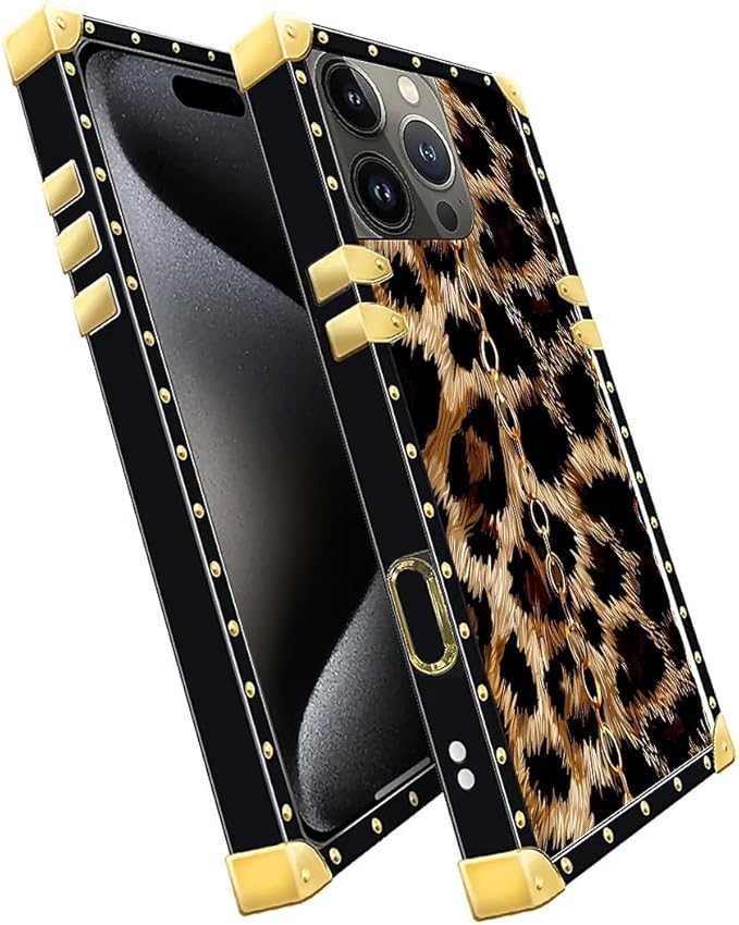 Compatible with iPhone 16 Pro Case, Seamless Gold Chain Leopard Luxury Golden - Image 3