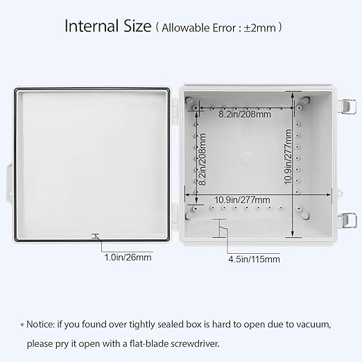 LeMotech Electrical Box, IP67 Waterproof Hinged Cover Stainless Steel Latch - Image 5