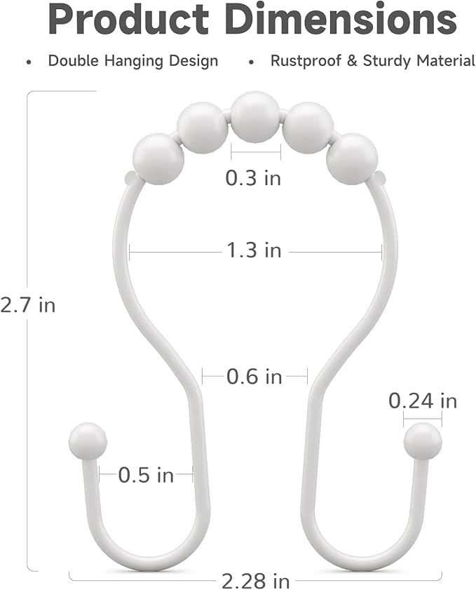 Bathway White Shower Curtain Hooks and Rings - Image 6