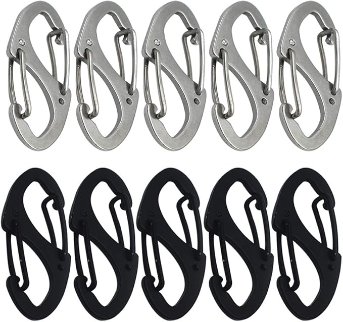 Small Carabiner Clips 1.6 inch Metal Double Sided Spring Gate Snap Hooks by Bytiyar