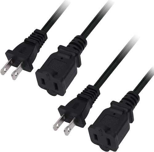 2-Pack Extension Cord 2 Prong, 5FT Short and Small Etension Cords Male/Female by Yeatel