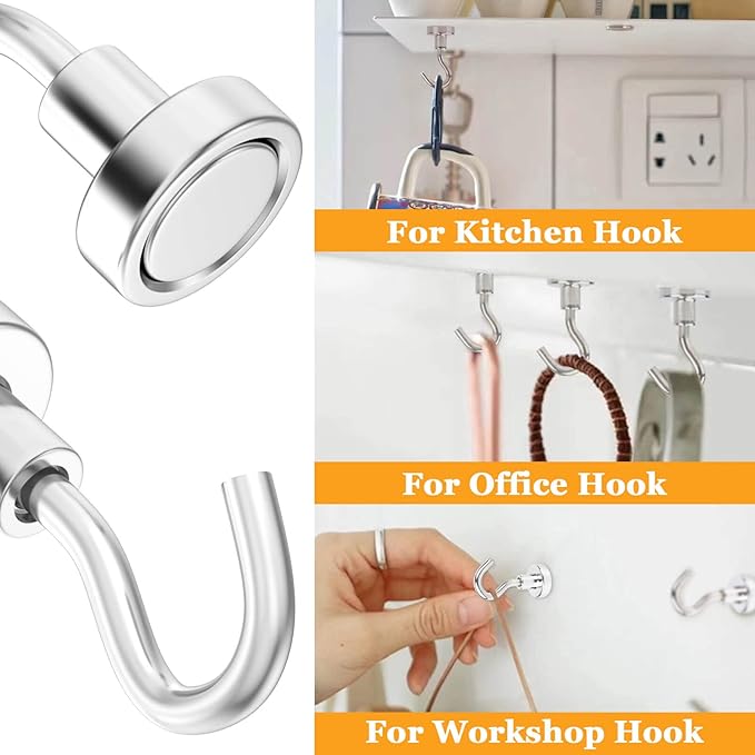30Pcs Super Strong Magnetic Hooks, 25lbs Magnetic Hook Heavy Duty - Image 3