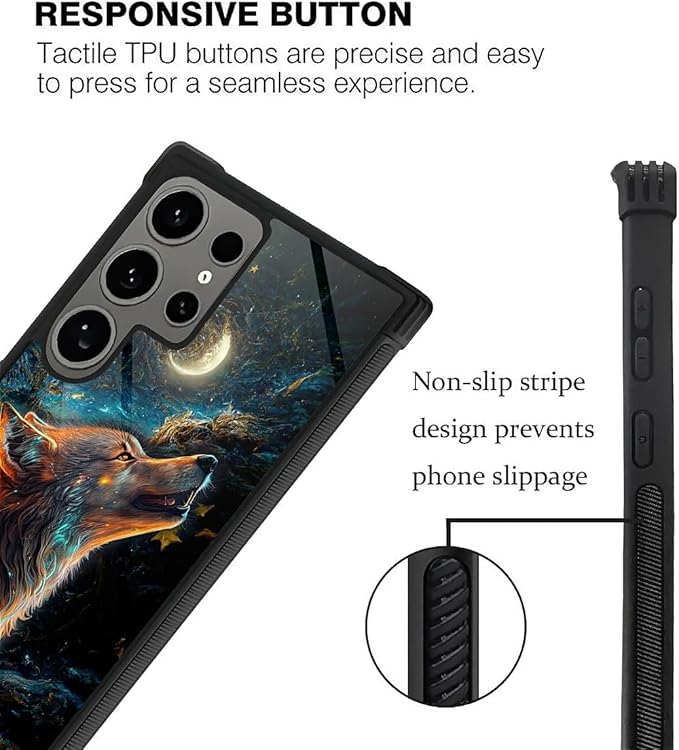 for Samsung Galaxy S24 Ultra Case, Star Cave Hungry Wolf Pattern Graphic Design - Image 4