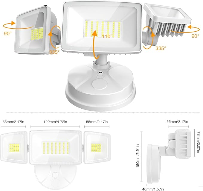 Onforu 3 Packs 75W LED Security Light, 7000LM Outdoor Flood Lights Fixture - Image 8