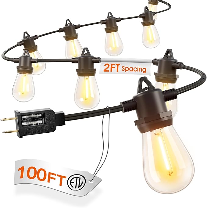 addlon 100FT Outdoor String Lights LED Waterproof Patio Lights by addlon