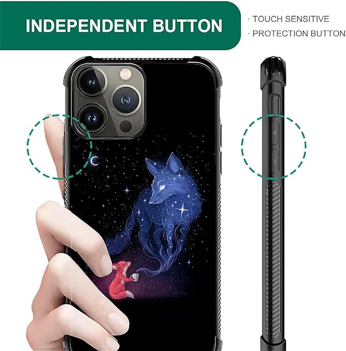 for iPhone 15 Pro Max Case, Galaxy Fox Wolf Pattern Graphic Design Girl Boy - Image 6