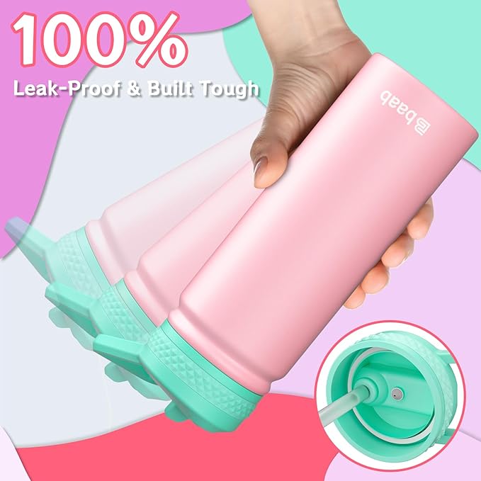baab 20oz Kids Water Bottle, Insulated Water Bottle - Image 4