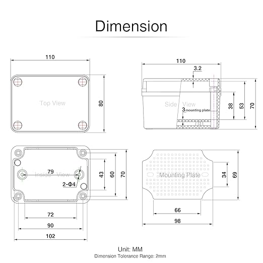 QILIPSU Junction Box with Mounting Plate 110x80x70mm, ABS Plastic DIY - Image 6