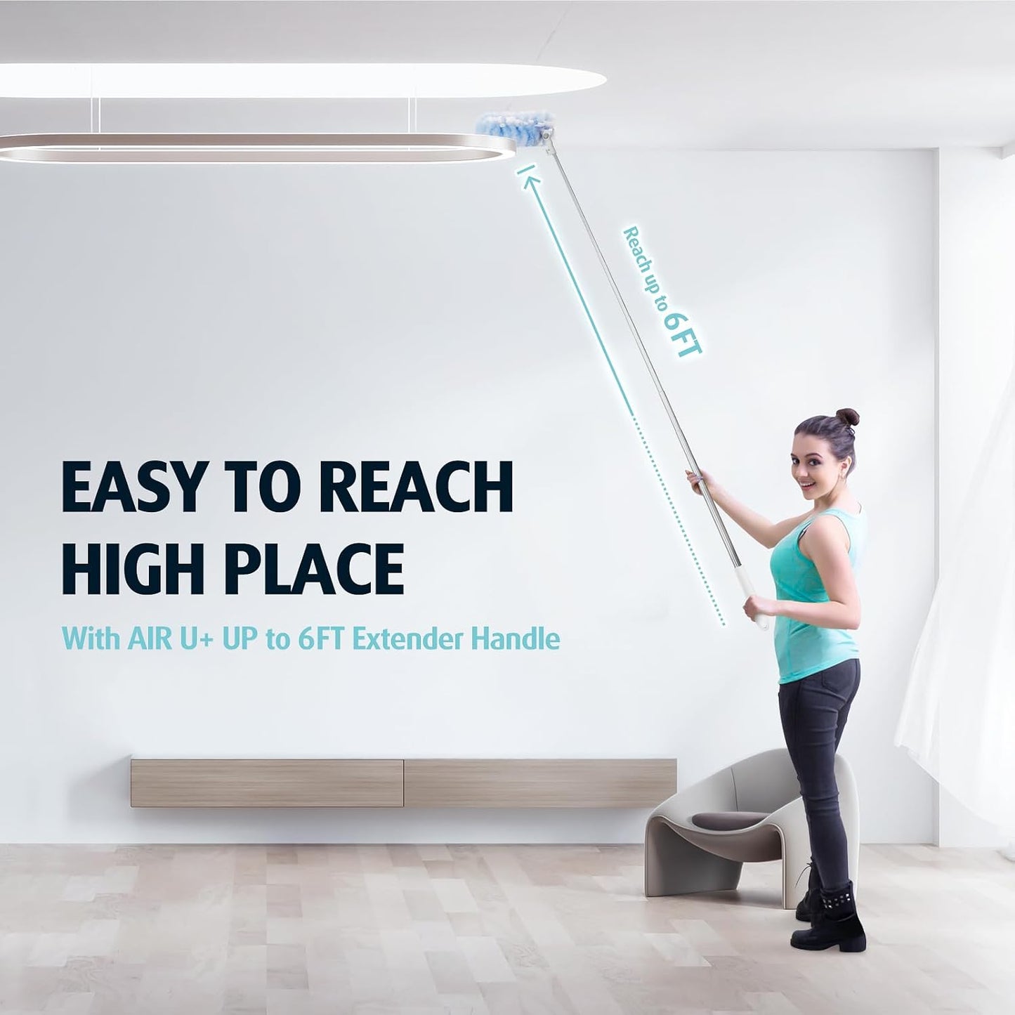 6ft Extendable Duster Handle with 40 Pcs, Compatible with Swiffer Duster, Disposable Microfiber Dusting Pads for Home Cleaning, Ceiling, Fan, Window, Hard-to-Reach Areas