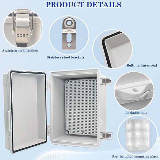 2Pcs Outdoor Waterproof Electrical Junction Box Weatherproof IP67 ABS Plastic - Image 3