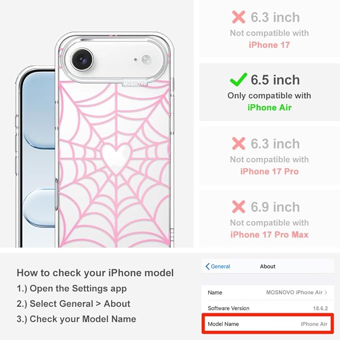 MOSNOVO for iPhone Air Case, Shockproof Military-Grade Protection 6.6ft Drop - Image 2