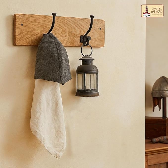Mystic Colonial Medieval Rustic Cast Iron Wall Hooks | Vintage Black Coated - Image 4