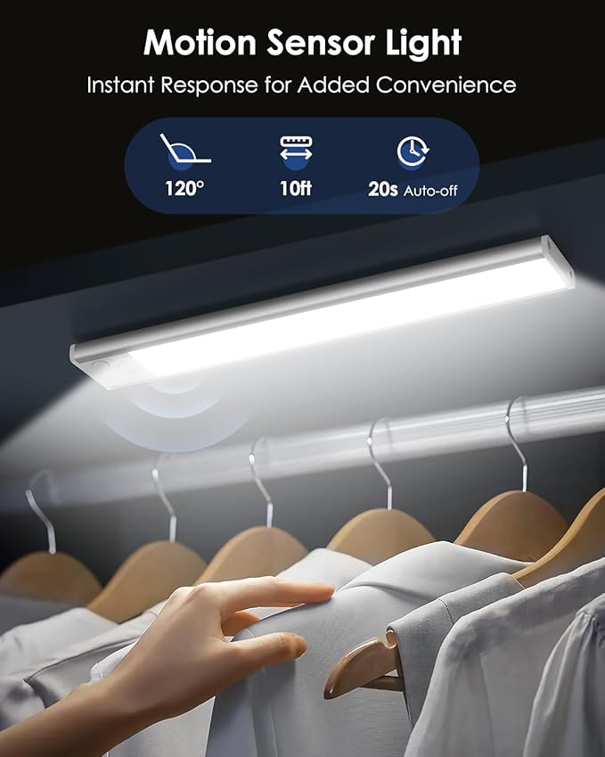 VerRon 10in Under Cabinet Lighting, Upgraded 2200mAh Rechargeable Under Cabinet - Image 6