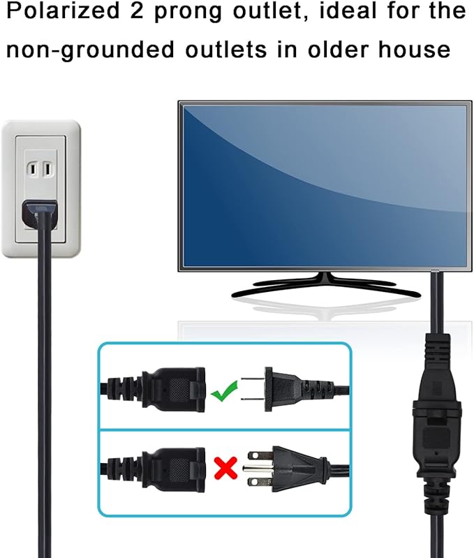 5ft Extension Cord, 2 Prong Small and Thin Extension Cords, Male/Female - Image 3